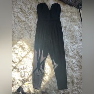 Sexy black jumpsuit with deep v neck
